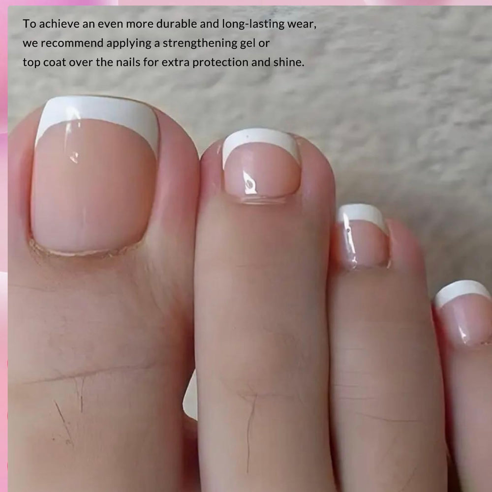 AddFavor glossy nude French tips give a polished look.