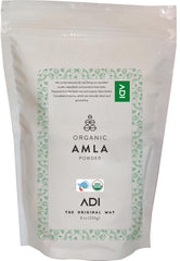 Front view of ADI Organic Amla Powder 8oz jar