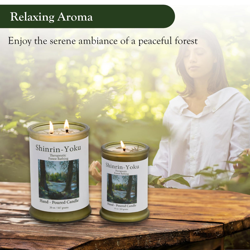 Adirondack Shinrin Yoku candle with wood wick glow for cozy evenings.