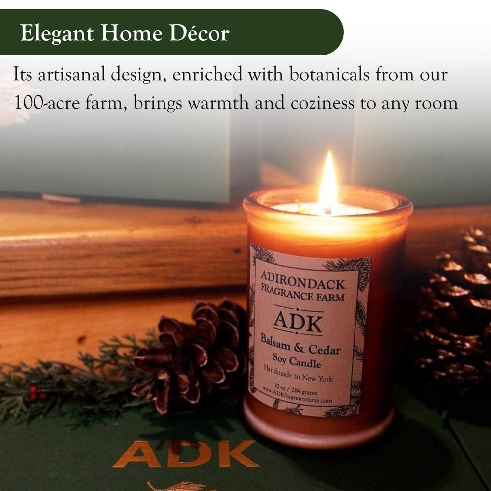 Handmade in Adirondacks USA candle label close-up