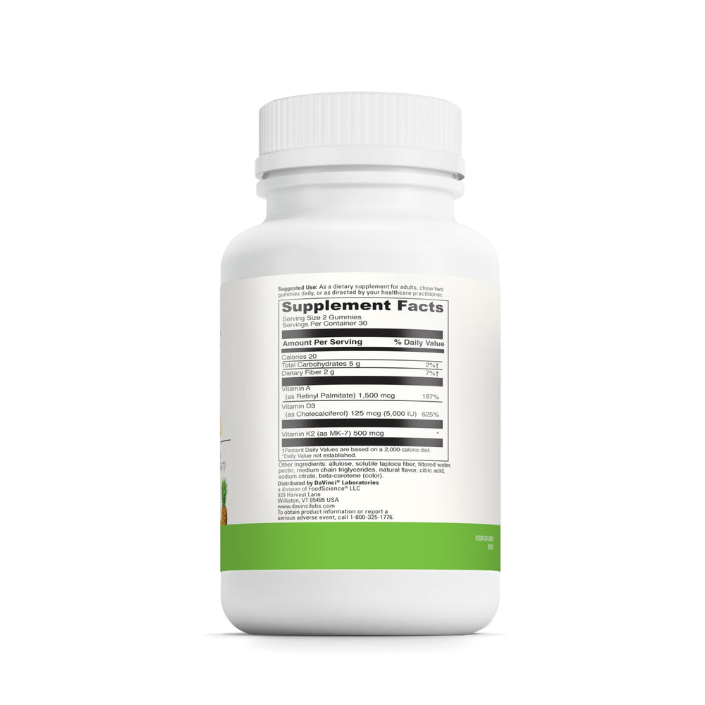 Graphic showing ADK Gummies support for bone, heart, and immune health