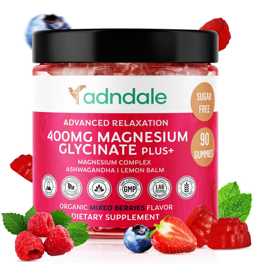 Adndale Magnesium Glycinate Gummies bottle with 90 count