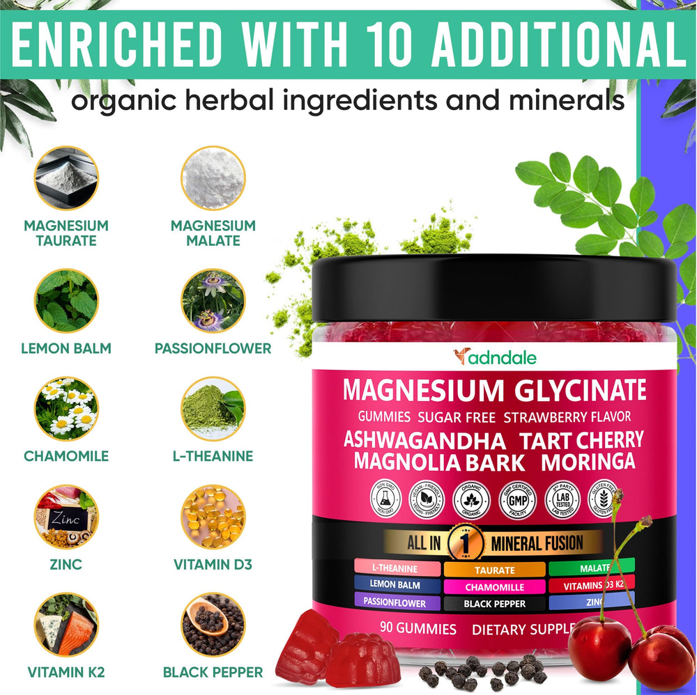 Ashwagandha, Tart Cherry, Magnolia Bark on packaging