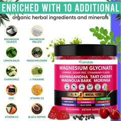 Ashwagandha, Tart Cherry, Magnolia Bark on packaging