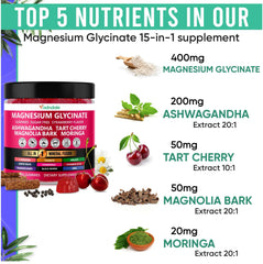Close-up of the 15-in-1 Magnesium Glycinate formula ingredients
