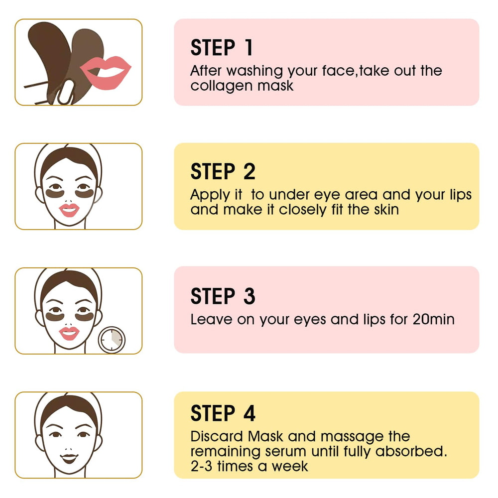 Adofect set of 20 gold eye masks on display for daily skincare