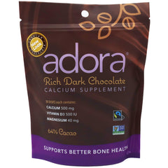 Adora Calcium Supplement Disk – Organic Dark Chocolate, 30-count package
