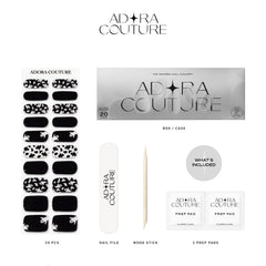 Adora Couture application process showing prep, placement, and UV cure steps.