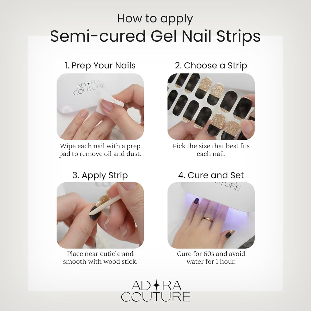 Adora Couture Matte Shine finish gel nail strips blend elegance and resilience