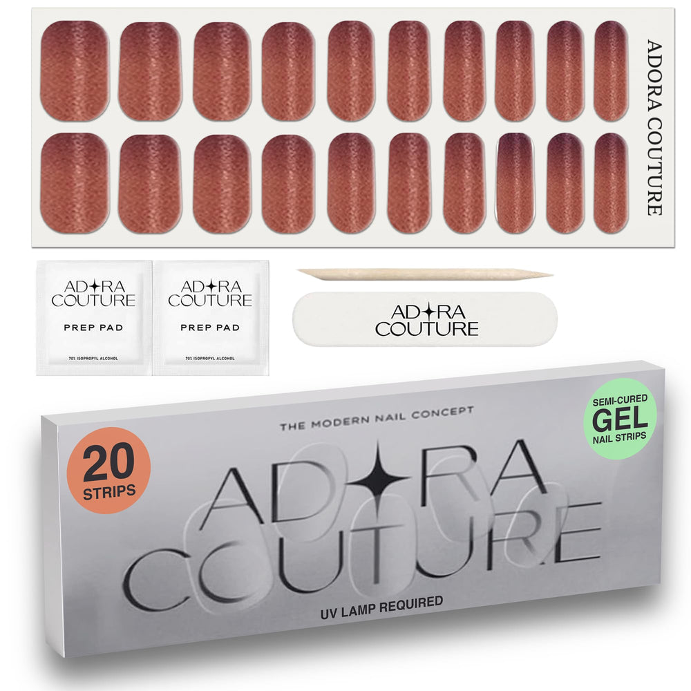 Adora Couture Sunset Shimmer semi-cured nail strips for a salon-like manicure at home.