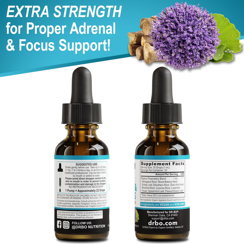 Organic logo on Adrenal Support Drops packaging