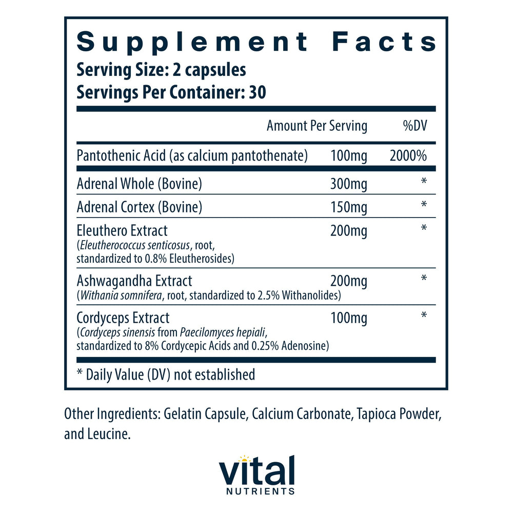 Adrenal Support formula featuring ashwagandha and adaptogenic herbs