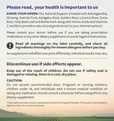 Supplement facts panel close-up on label