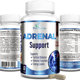 Adrenal support supplement bottle highlighting cortisol management