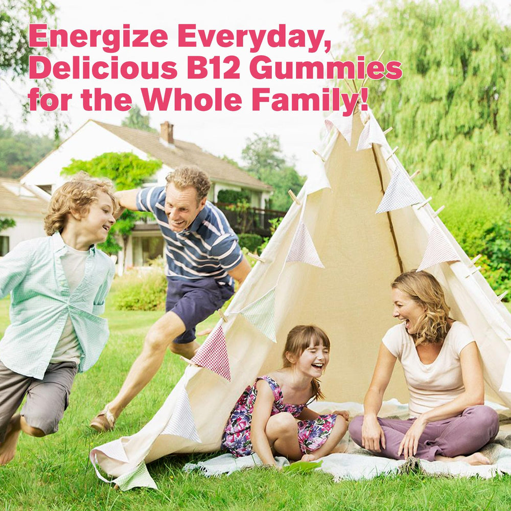 Adult taking strawberry B12 gummies for energy and wellness