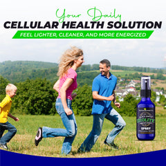 Illustration of adults and kids using the zeolite spray