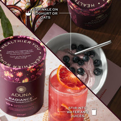 Close-up of hibiscus, baobab and lion’s mane ingredients