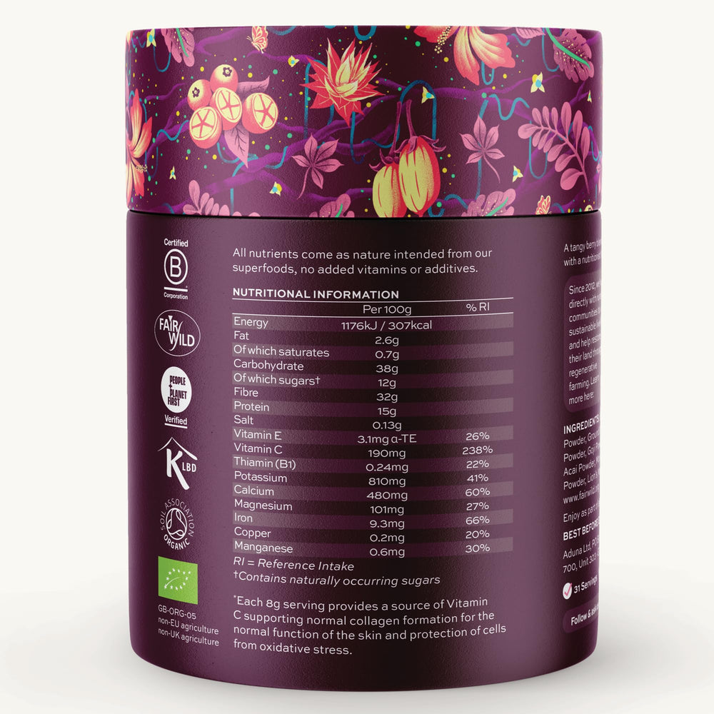 Organic, finely milled superfood blend with no added sugar