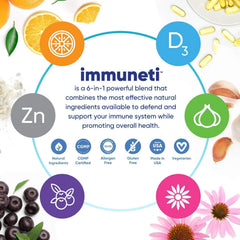 Nutrition facts and supplement details for the 6-in-1 immune booster