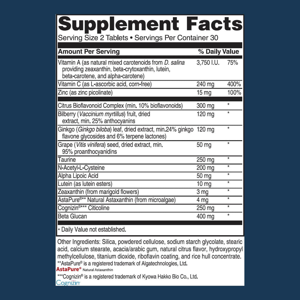 Front and back view of Advanced Vision Formula bottle