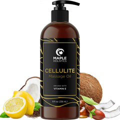 Bottle of Advanced Anti-Cellulite Massage Oil with citrus scent