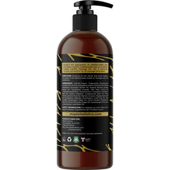 Massaging the oil onto the thigh to promote toning