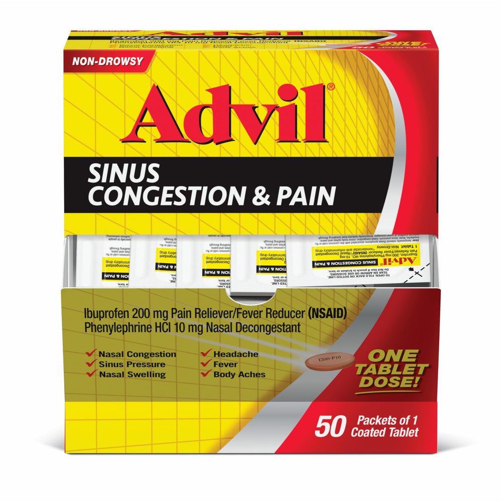 Advil Sinus Congestion Pack ready for quick dorm-room relief.