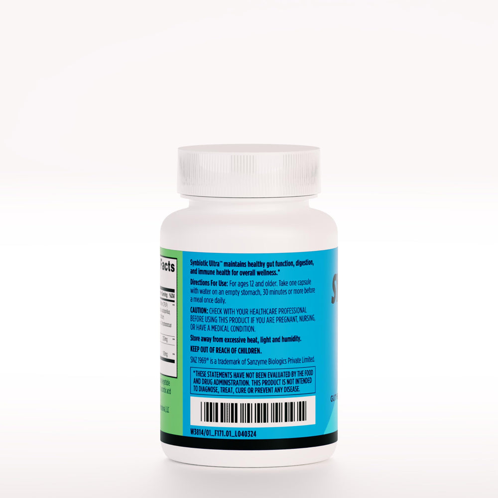 Synbiotic Ultra packaging showcasing benefits and usage