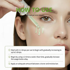 AEMRTJG Azelaic Acid 10% serum packaging box emphasizes vegan, Korean skincare inspiration.