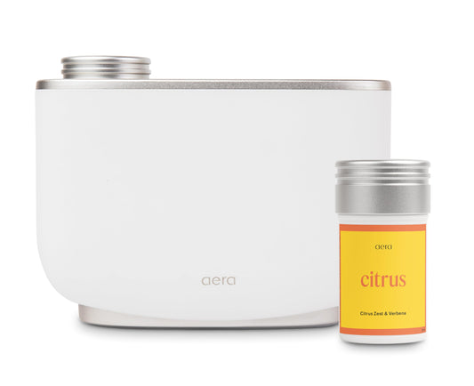 Front view of white Aera essential oil diffuser