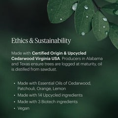 Fragrance label showing 14 sustainable ingredients