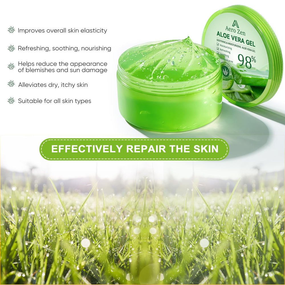 Aero Zen Aloe Gel on the face providing hydration