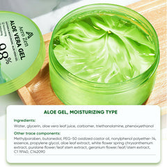 Aero Zen Aloe Gel ingredients visual highlighting natural formula