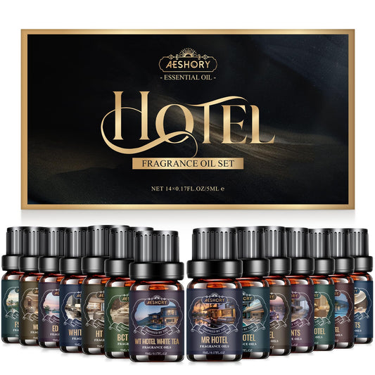 Hotel Diffuser Oils Set 14Pcs – bottles arranged in a row