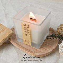 Candle burn time up to 45 hours for Aeviva balsam cedar candle
