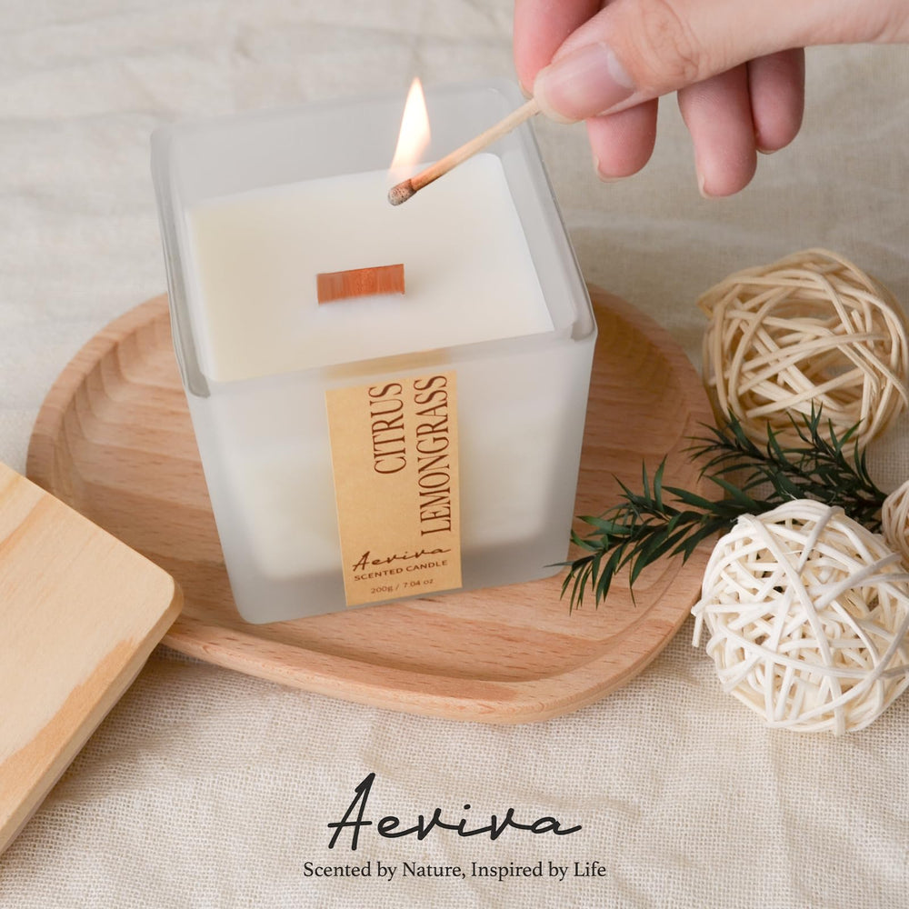 Close-up of burn and melted wax with wooden wick