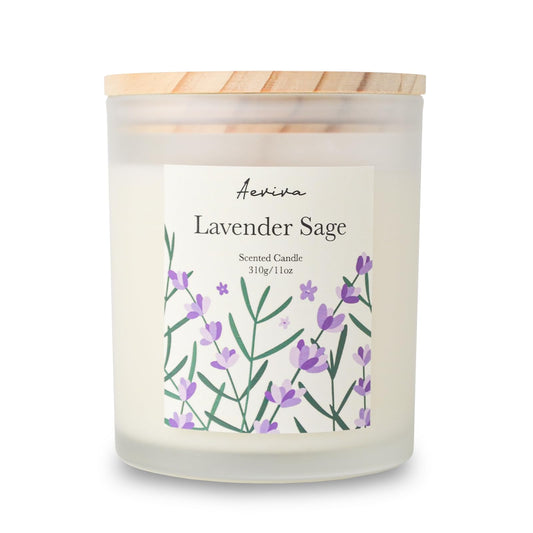 Aeviva Lavender Sage scented candle 11oz jar – front view