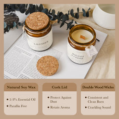 Aeviva lit candle in living room creating cozy, inviting atmosphere benefit