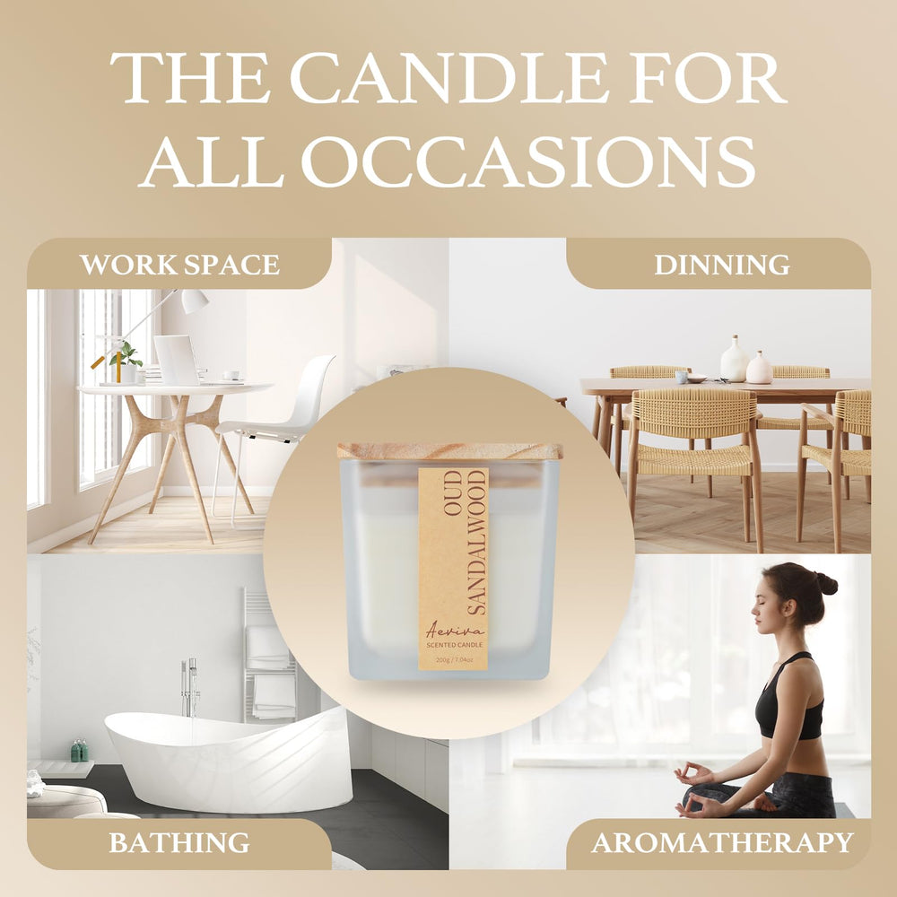 7.04 oz natural soy wax candle with oud sandalwood scent