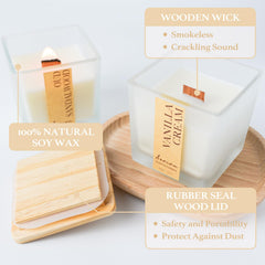 Side view of cube jar candle highlighting ivory matte finish