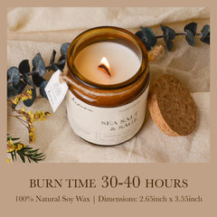 Natural soy wax formulation highlighted on candle