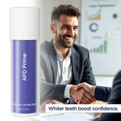 Lifestyle shot of bathroom featuring AFD Prime Purple toothpaste