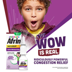 Front view of Afrin No Drip kids nasal spray box