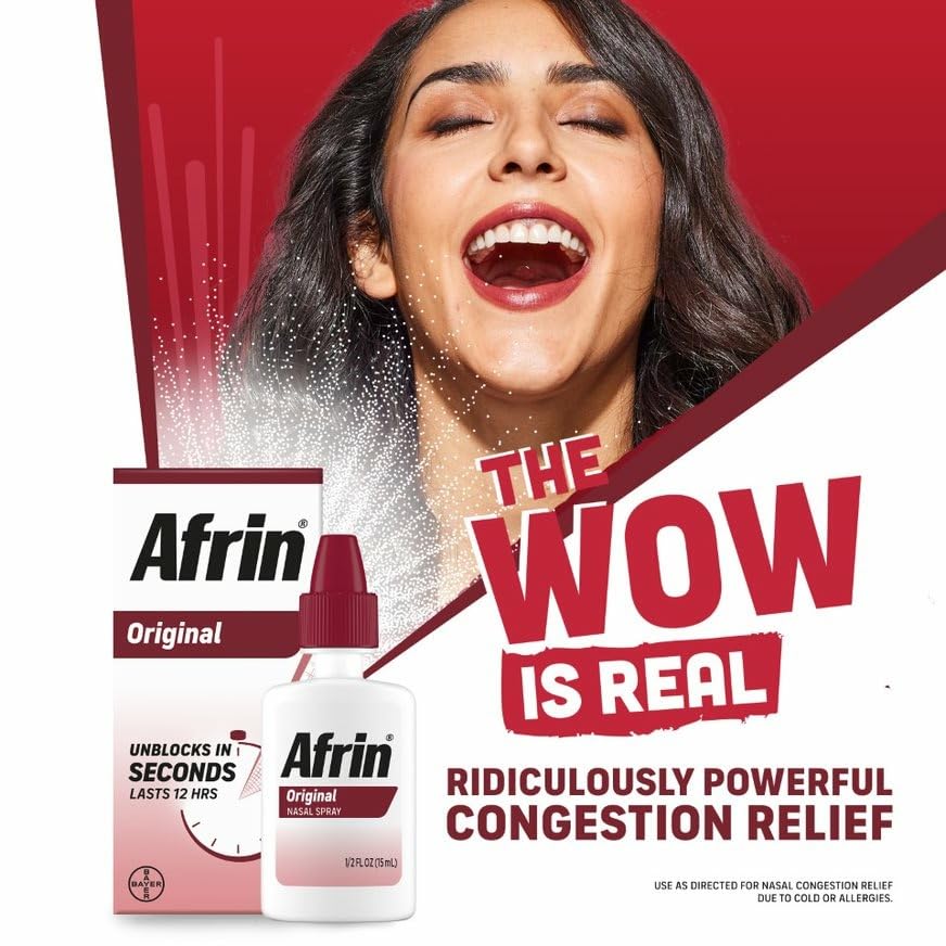 Afrin spray dispensing-action demonstrates easy-to-use pump for quick relief