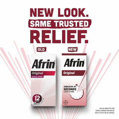 Afrin Original label closeup shows active formula details for safe use