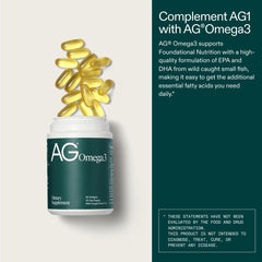 AG1 Omega3 Softgels NSF-certified stamp image communicates independent quality