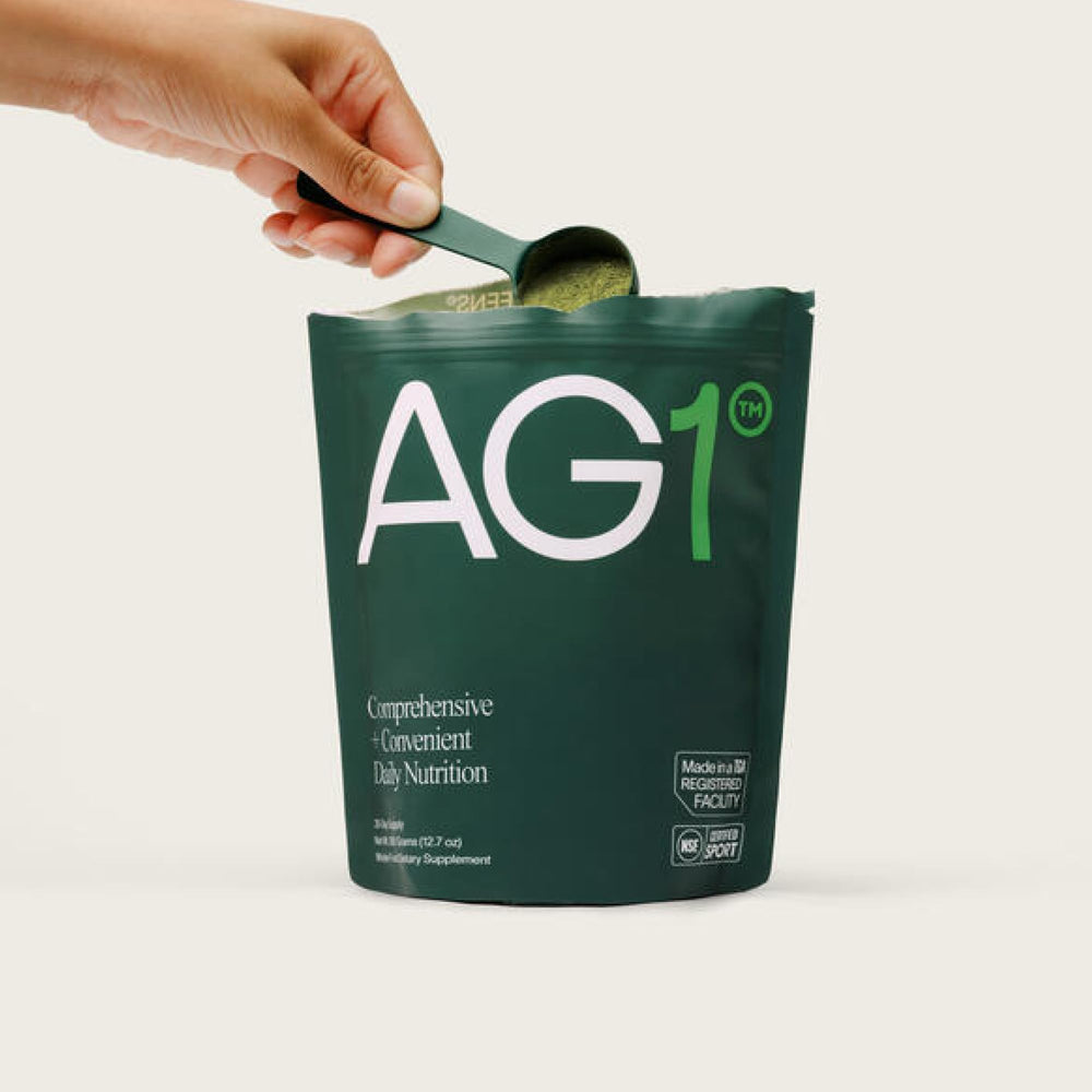 Close-up of the AG1 refill pouch texture