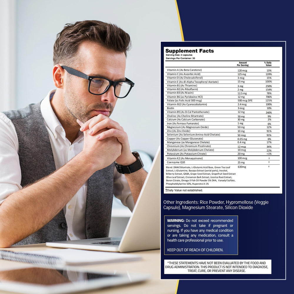 Close-up of Vitamin B6 and B12 ingredients for brain health