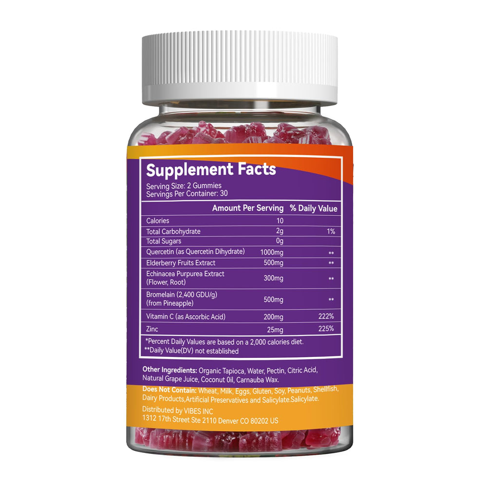 Label showing 60 count on Agumoon Quercetin Gummies