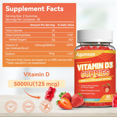 Close-up of strawberry-flavored Vitamin D3 gummy